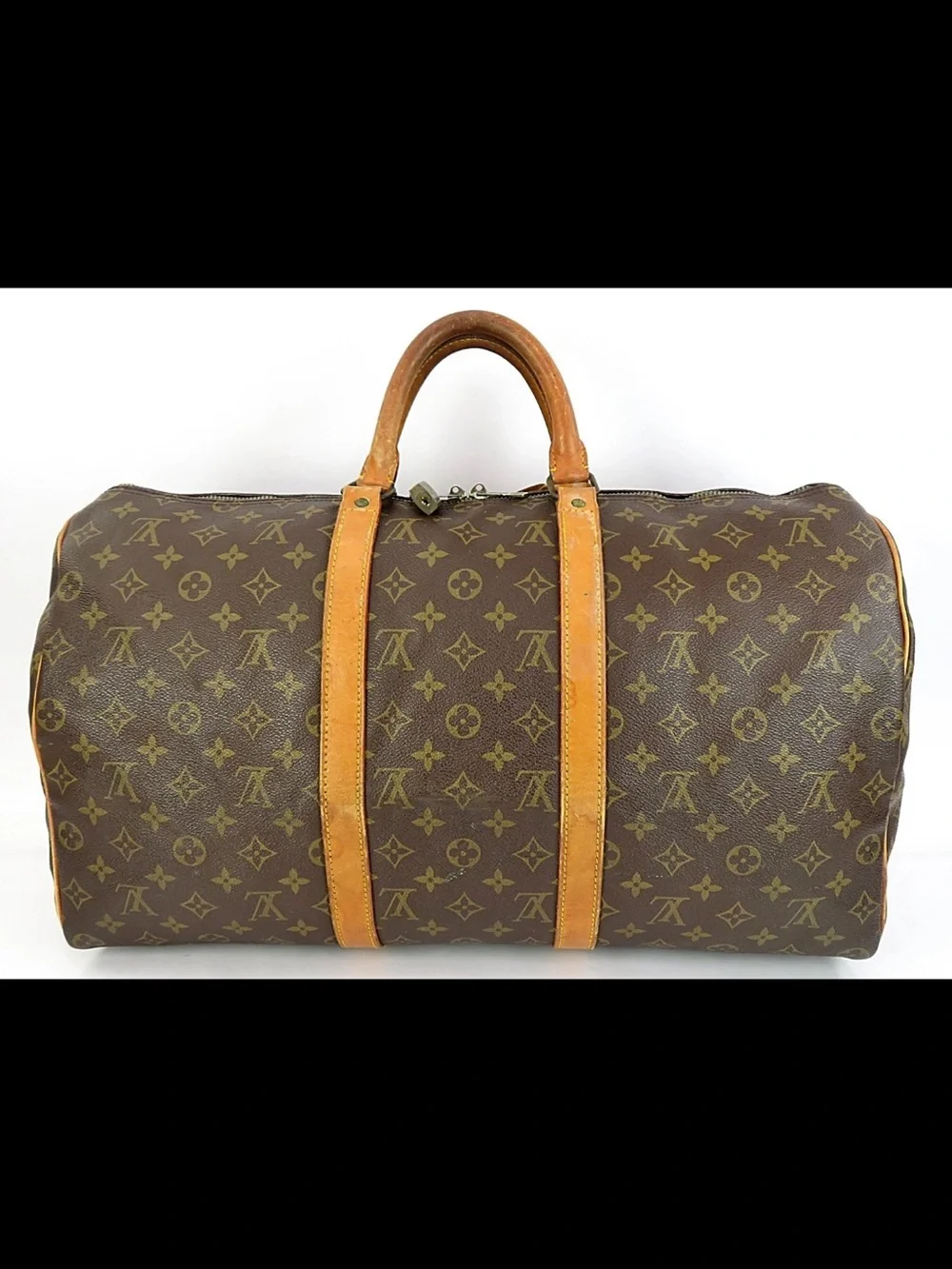 Louis Vuitton Monogram Canvas Duffel with Tan Leather Trim